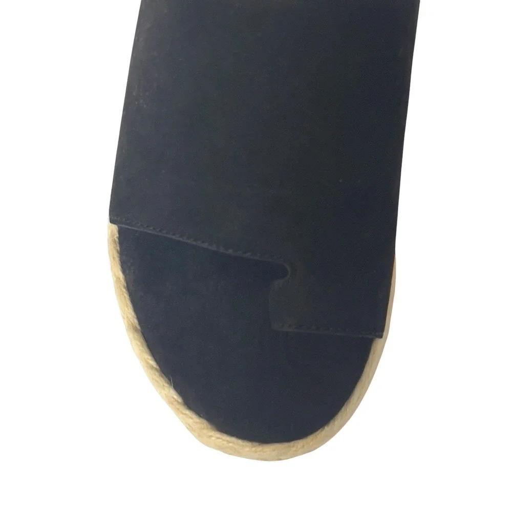 Eileen Fisher Tarry-TN Black Tumbled‎ Nubuck Slide Platform Espadrille 5M